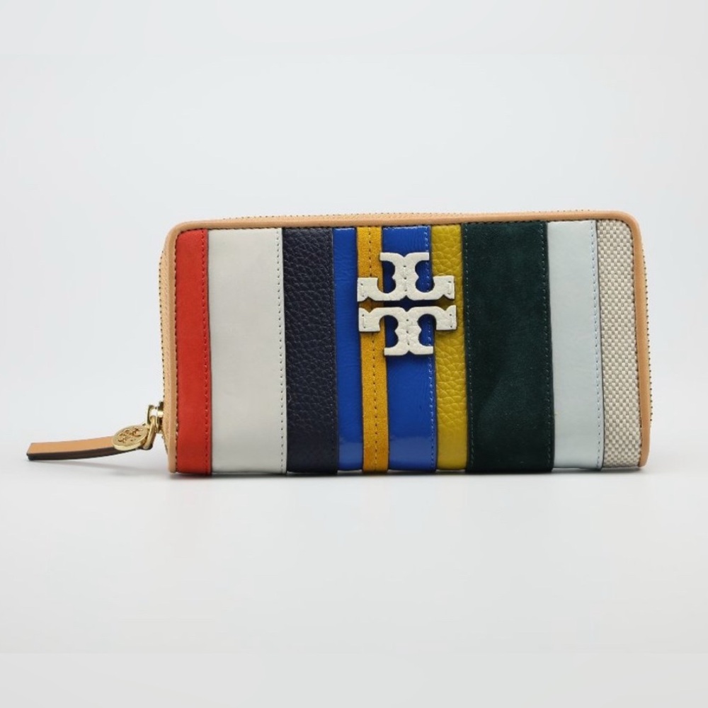 Tory Burch Stripe Zip Continental Wallet